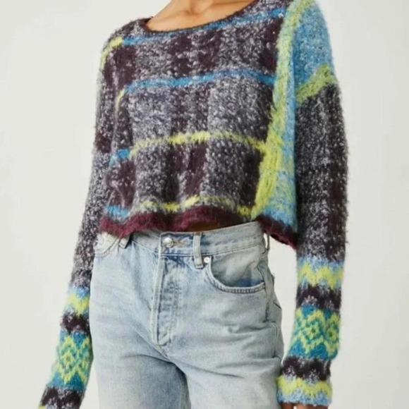Free Peopled Cropped Oversized Emerson Sweater  NWT - Picture 2 of 13